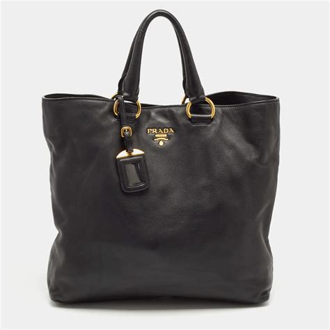 prada black pebbled leather vitello daino tote bag bn2579|prada vitello daino tote.